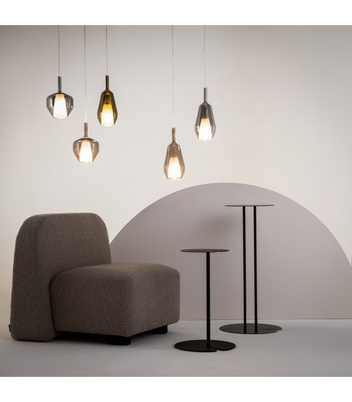 Duality Modern 20cm Dome Pendant Ceiling Light Black 1xE27 Smoky Shade-3