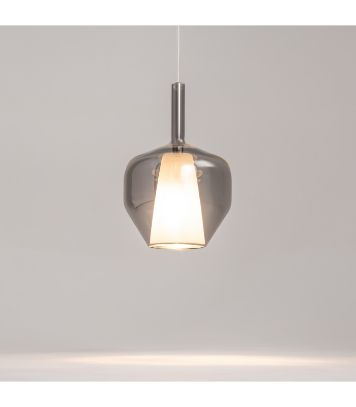 Duality Modern 20cm Dome Pendant Ceiling Light Black 1xE27 Smoky Shade-4