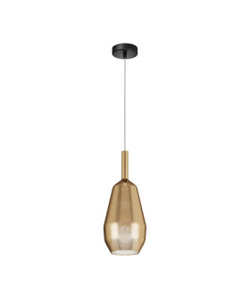 Duality Modern 16cm Dome Pendant Ceiling Light Black 1xE27 Gold Shade-1