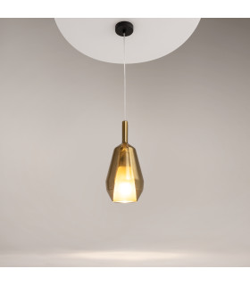 Duality Modern 16cm Dome Pendant Ceiling Light Black 1xE27 Gold Shade-2