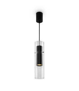 Dynamics Modern Slim Pendant Ceiling Light Black 1xGU10 Glass Shade-1