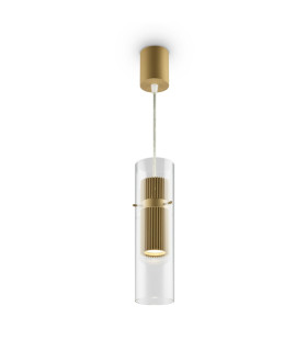 Dynamics Modern Slim Pendant Ceiling Light Gold 1xGU10 Glass Shade-1