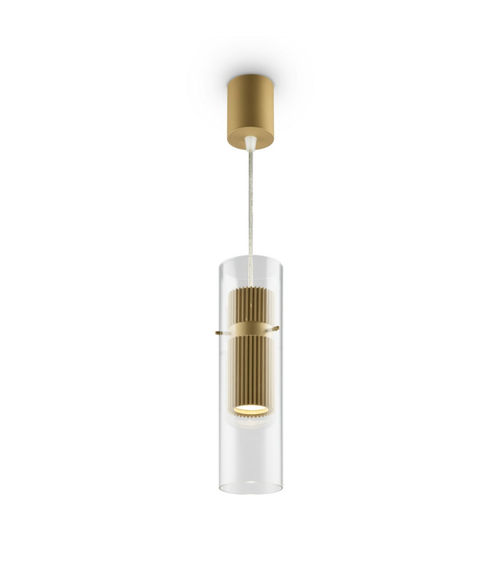 Dynamics Modern Slim Pendant Ceiling Light Gold 1xGU10 Glass Shade-1