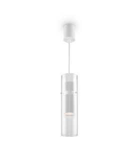 Dynamics Modern Slim Pendant Ceiling Light White 1xGU10 Glass Shade-1