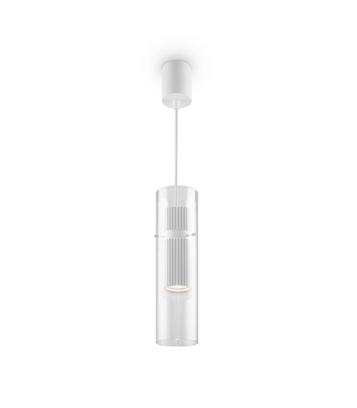 Dynamics Modern Slim Pendant Ceiling Light White 1xGU10 Glass Shade-1