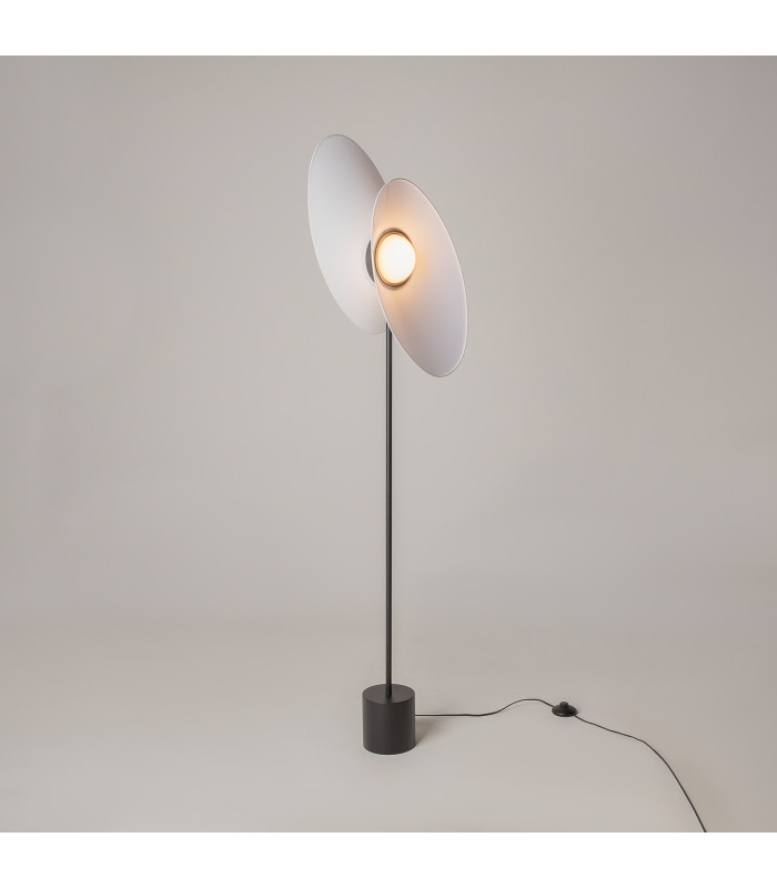 Evolution Modern Floor Lamp Dimmable Black 3000K 350lm White Shade-2