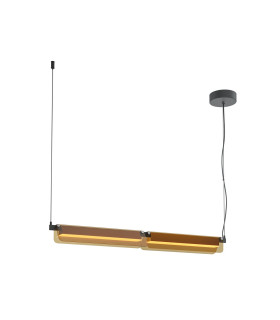 Flat Modern Bar Pendant Ceiling Light Black 3000K 2480lm Amber Shade-1