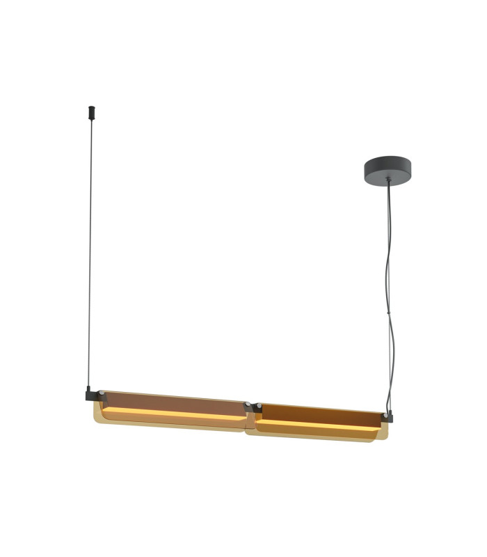 Flat Modern Bar Pendant Ceiling Light Black 3000K 2480lm Amber Shade-1