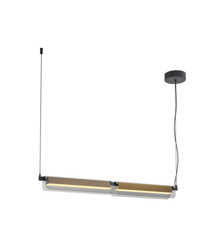 Flat Modern Bar Pendant Ceiling Light Black And Brass 3000K 2480lm Grey Shade-1