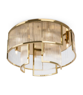 Frame Modern 65cm Cylindrical Ceiling Light Gold 9xE14 Glass Shade-1