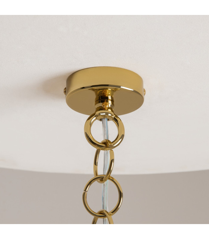 Frame Modern 58cm Cylindrical Pendant Ceiling Light Gold 6xE14 Glass Shade-5