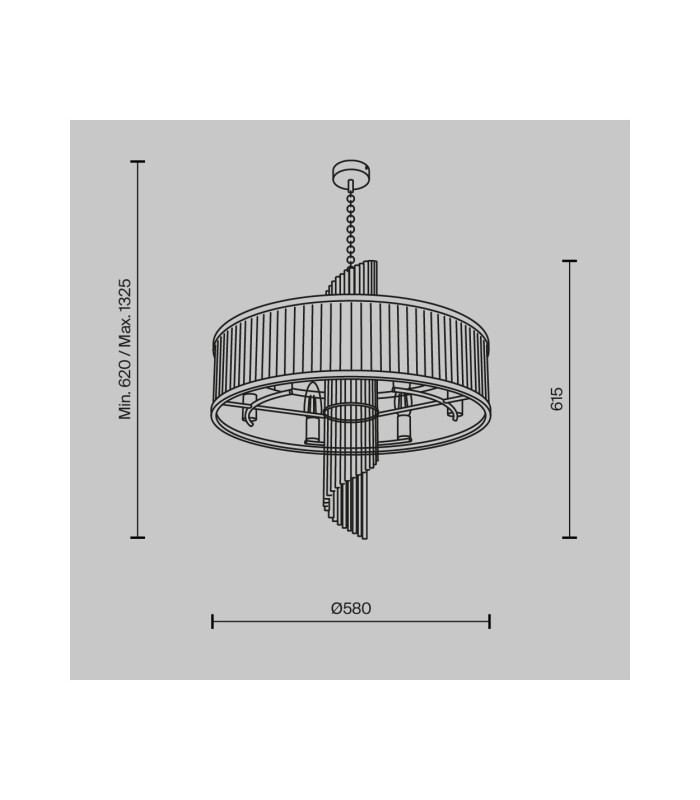 Frame Modern 58cm Cylindrical Pendant Ceiling Light Gold 6xE14 Glass Shade-6