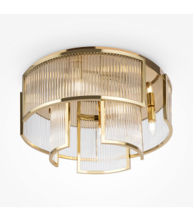 Frame Modern 55cm Cylindrical Ceiling Light Gold 6xE14 Glass Shade-1