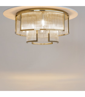Frame Modern 55cm Cylindrical Ceiling Light Gold 6xE14 Glass Shade-2