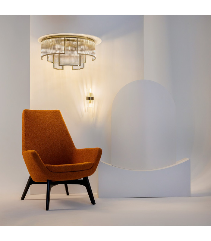 Frame Modern 55cm Cylindrical Ceiling Light Gold 6xE14 Glass Shade-4