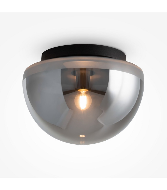 Glassy Modern Globe Ceiling Light Black 1xE27 Smoky Shade-1
