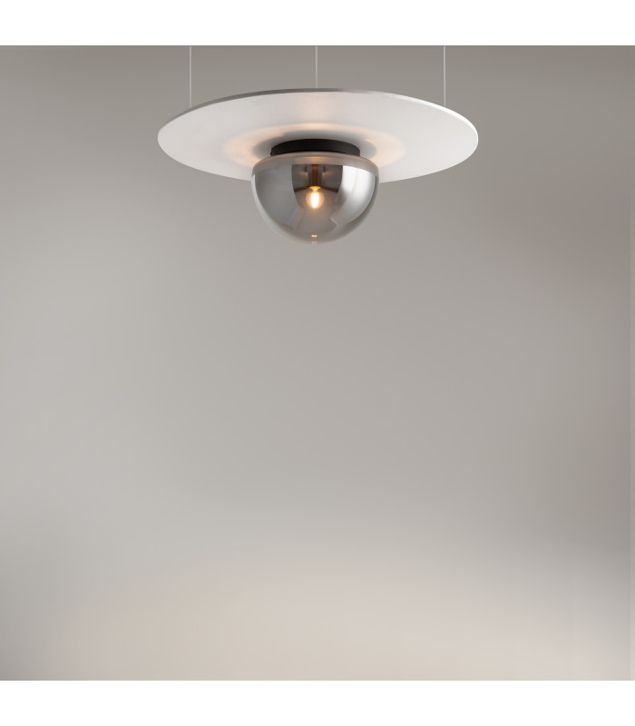 Glassy Modern Globe Ceiling Light Black 1xE27 Smoky Shade-2