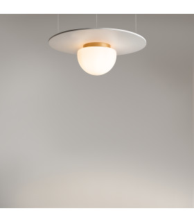 Glassy Modern Globe Ceiling Light Gold 1xE27 White Shade-2