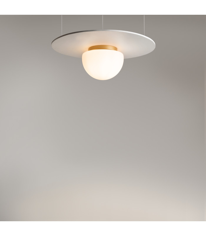 Glassy Modern Globe Ceiling Light Gold 1xE27 White Shade-2