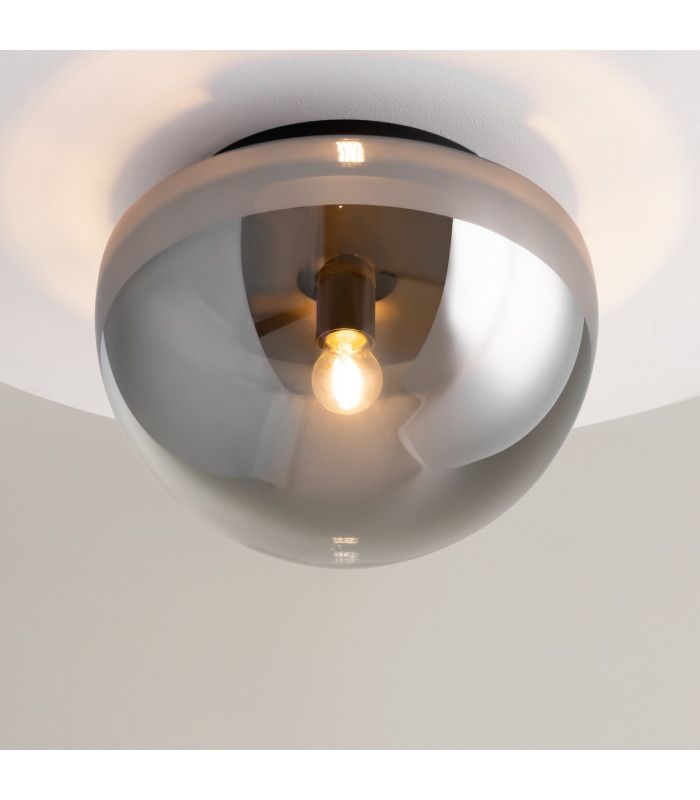 Glassy Modern Globe Ceiling Light Black 1xE27 Smoky Shade-4