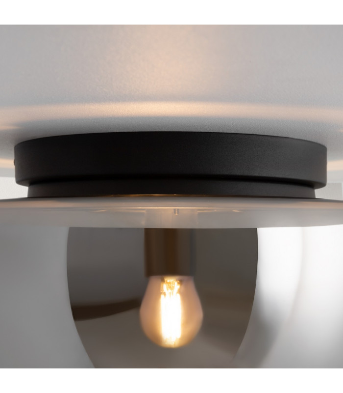 Glassy Modern Globe Ceiling Light Black 1xE27 Smoky Shade-5