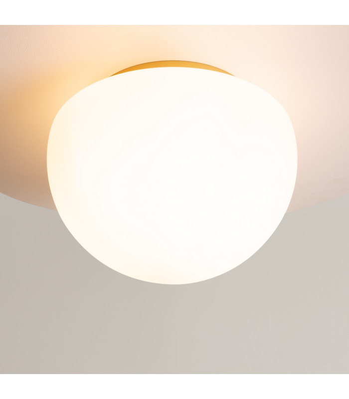 Glassy Modern Globe Ceiling Light Gold 1xE27 White Shade-4