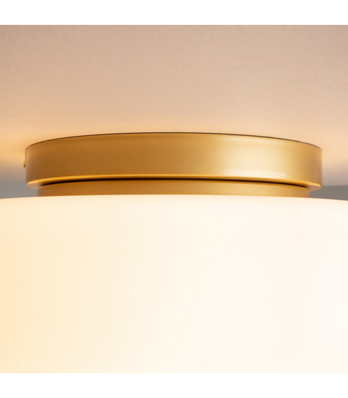 Glassy Modern Globe Ceiling Light Gold 1xE27 White Shade-5