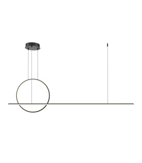 Halo Ring Modern 143cm Bar Pendant Ceiling Light Black 1500lm White Shade-1