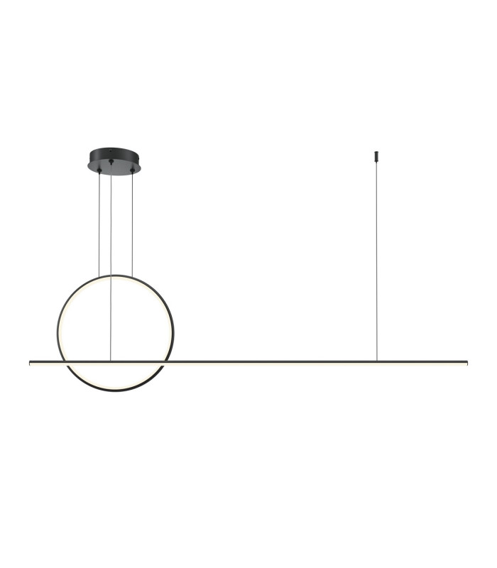 Halo Ring Modern 143cm Bar Pendant Ceiling Light Black 1500lm White Shade-1