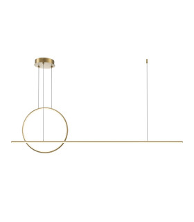 Halo Ring Modern 143cm Bar Pendant Ceiling Light Brass 2100lm White Shade-1