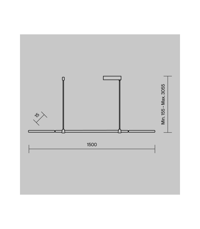 Halo Modern 150cm Bar Pendant Ceiling Light Black 1100lm White Shade-4
