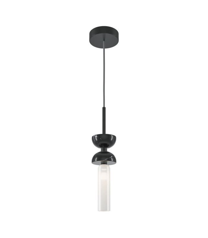 Kyoto Modern Slim Pendant Ceiling Light Black 1xG9 White Shade-1