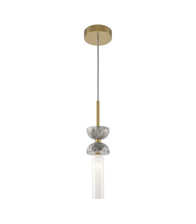 Kyoto Modern Slim Pendant Ceiling Light Gold And Grey 1xG9 White Shade-1