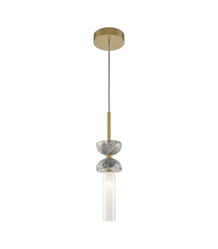 Kyoto Modern Slim Pendant Ceiling Light Gold And Grey 1xG9 White Shade-1