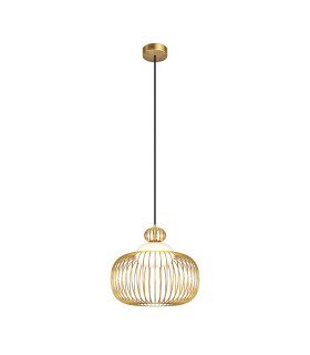 Levitation Modern 35cm Wire Frame Pendant Ceiling Light Brass 1xG9 White Shade-1