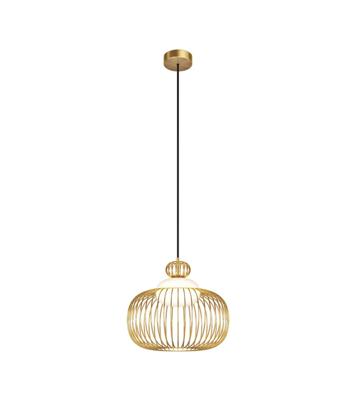 Levitation Modern 35cm Wire Frame Pendant Ceiling Light Brass 1xG9 White Shade-1