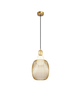 Levitation Modern 25cm Wire Frame Pendant Ceiling Light Brass 1xG9 White Shade-1