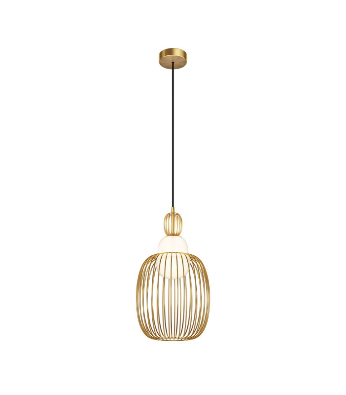 Levitation Modern 25cm Wire Frame Pendant Ceiling Light Brass 1xG9 White Shade-1