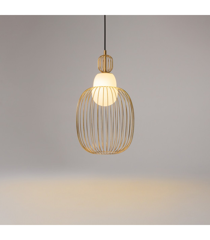 Levitation Modern 25cm Wire Frame Pendant Ceiling Light Brass 1xG9 White Shade-5