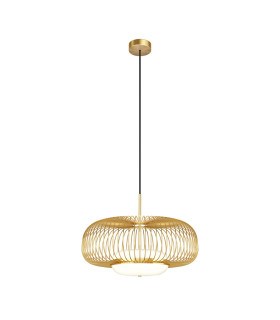 Levitation Modern Wire Frame Pendant Ceiling Light Brass 3000K 500lm White Shade-1