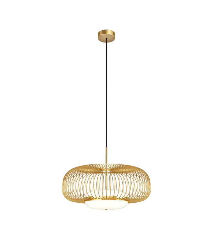 Levitation Modern Wire Frame Pendant Ceiling Light Brass 3000K 500lm White Shade-1