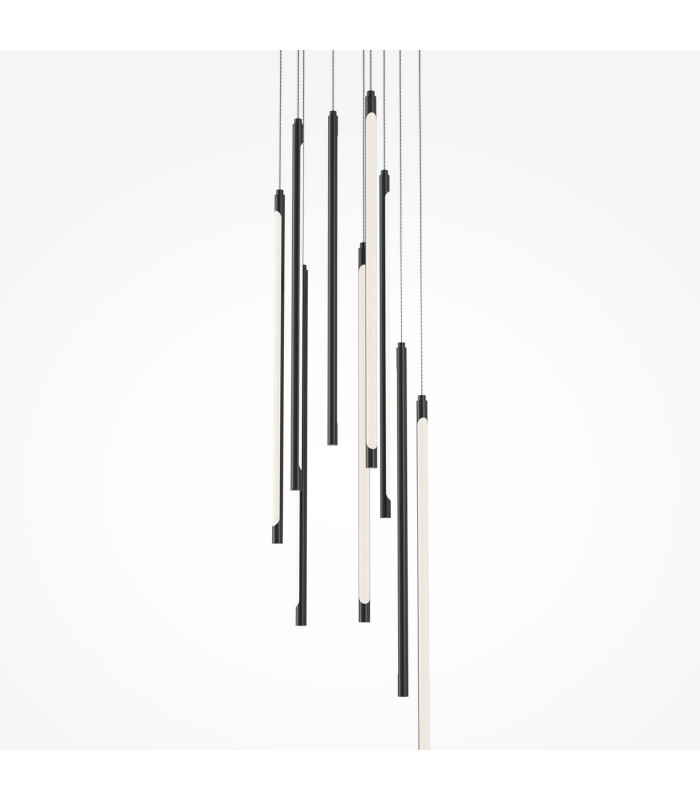 Light Stick Modern Cluster Pendant Ceiling Light Black 3000K 3350lm White Shade-3