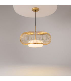 Levitation Modern Wire Frame Pendant Ceiling Light Brass 3000K 500lm White Shade-2