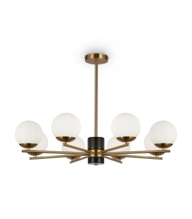 Marble Modern Multi Arm Pendant Ceiling Light Brass 8xE27 White Shade-1