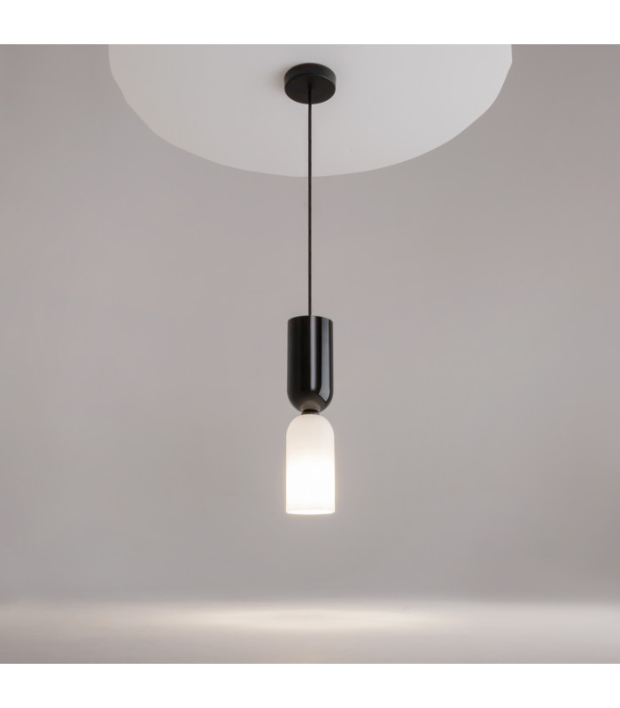 Memory Modern Slim Pendant Ceiling Light Black 1xE14 White Black Shade-2