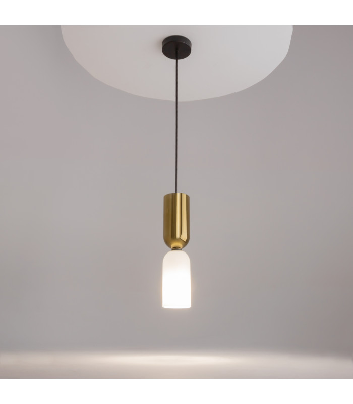 Memory Modern Slim Pendant Ceiling Light Black 1xE14 White Gold Shade-2