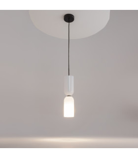 Memory Modern Slim Pendant Ceiling Light Black 1xE14 White Shade-2