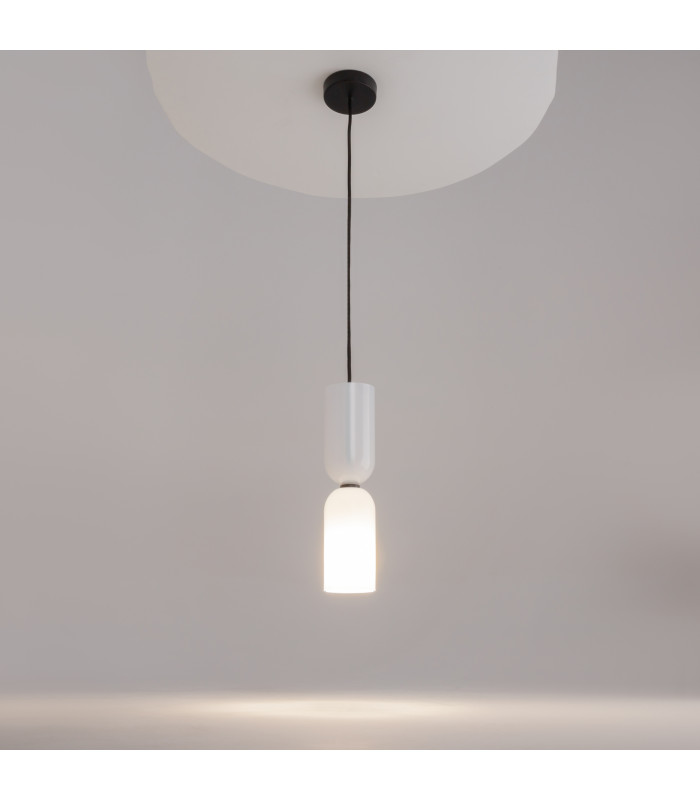 Memory Modern Slim Pendant Ceiling Light Black 1xE14 White Shade-2