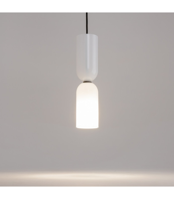 Memory Modern Slim Pendant Ceiling Light Black 1xE14 White Shade-5