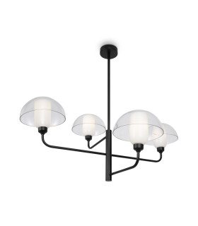 Memory Modern Multi Arm Pendant Ceiling Light Black 4xE14 Glass Shade-1